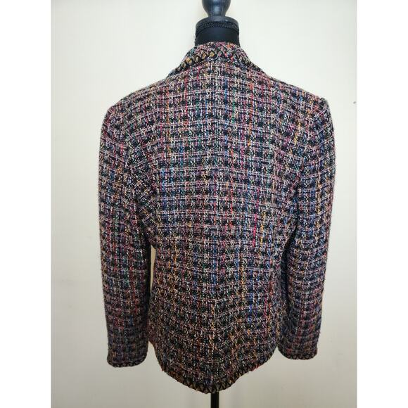 Enrico Baldini Women's Lined Tweed Bllazer Size 12 Silk Rayon Blend - Picture 4 of 6
